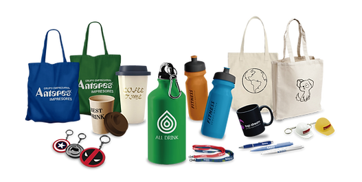 Bolsas, botellas, tazas y llaveros de merchandising corporativo personalizados por Antares Impresores