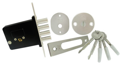 Cerradura de sobreponer con placas y juego de llaves