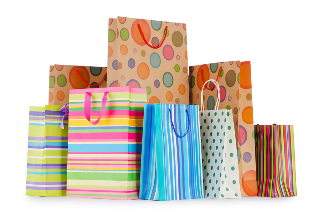 Bolsas de papel personalizadas a color, con rayas y lunares