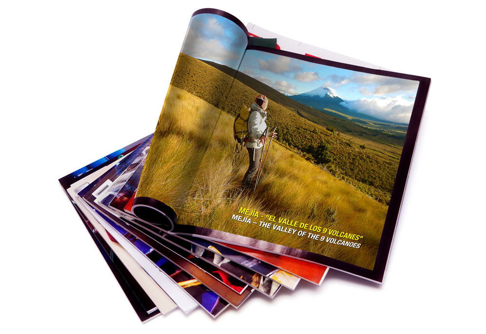 Libro empastado a full color abierto, ejemplo de impresión offset de alta calidad