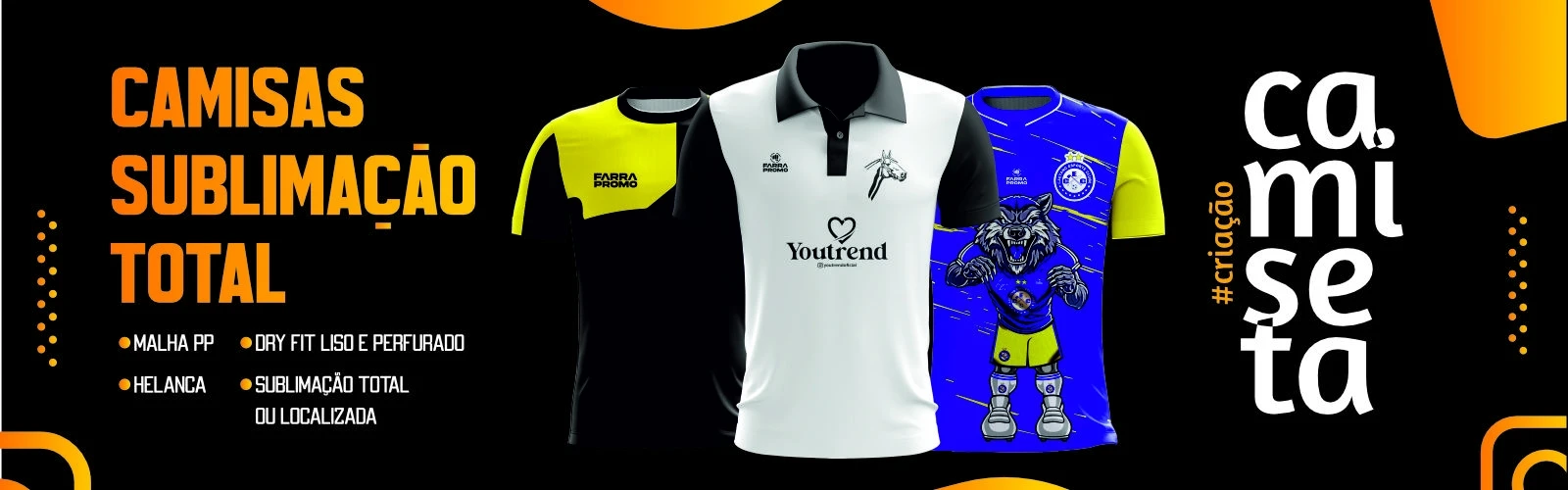 Camisas polo e jerseys com sublimação total personalizada, produzidas pela Gráfica Copyartes