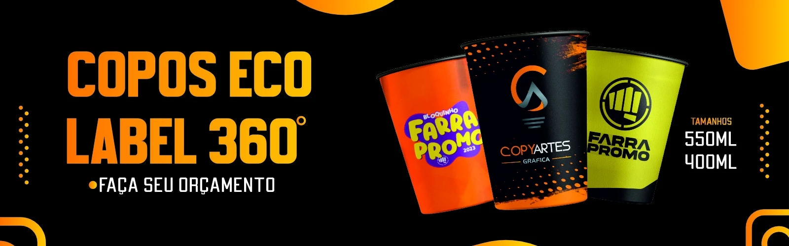 Copos ecológicos personalizados 550ml e 400ml com sublimação total