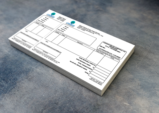 Talonario de liquidación de compras impreso por Elen Graphics, muestra de papelería comercial en offset