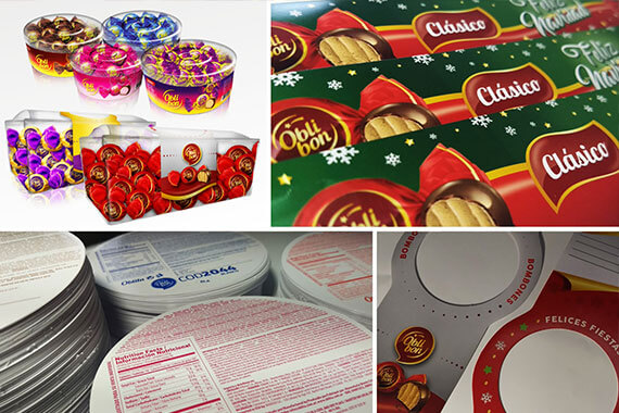 Envases y etiquetas impresos por Gráfica Imprimiendo para productos de golosinas