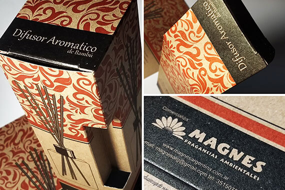 Packaging de difusor aromático de bambú impreso por Gráfica Imprimiendo
