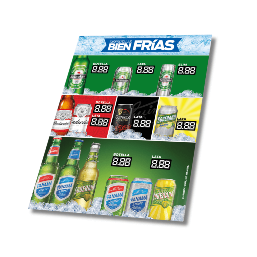 Afiche de cartelería de precios a full color impreso por Imprenta Edicano para exhibición en punto de venta