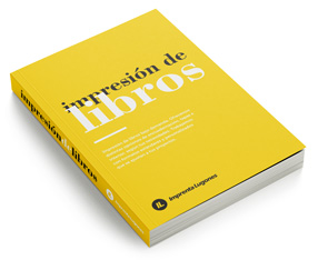 Libro de tapa amarilla con título Impresión de Libros, ejemplo de impresión editorial