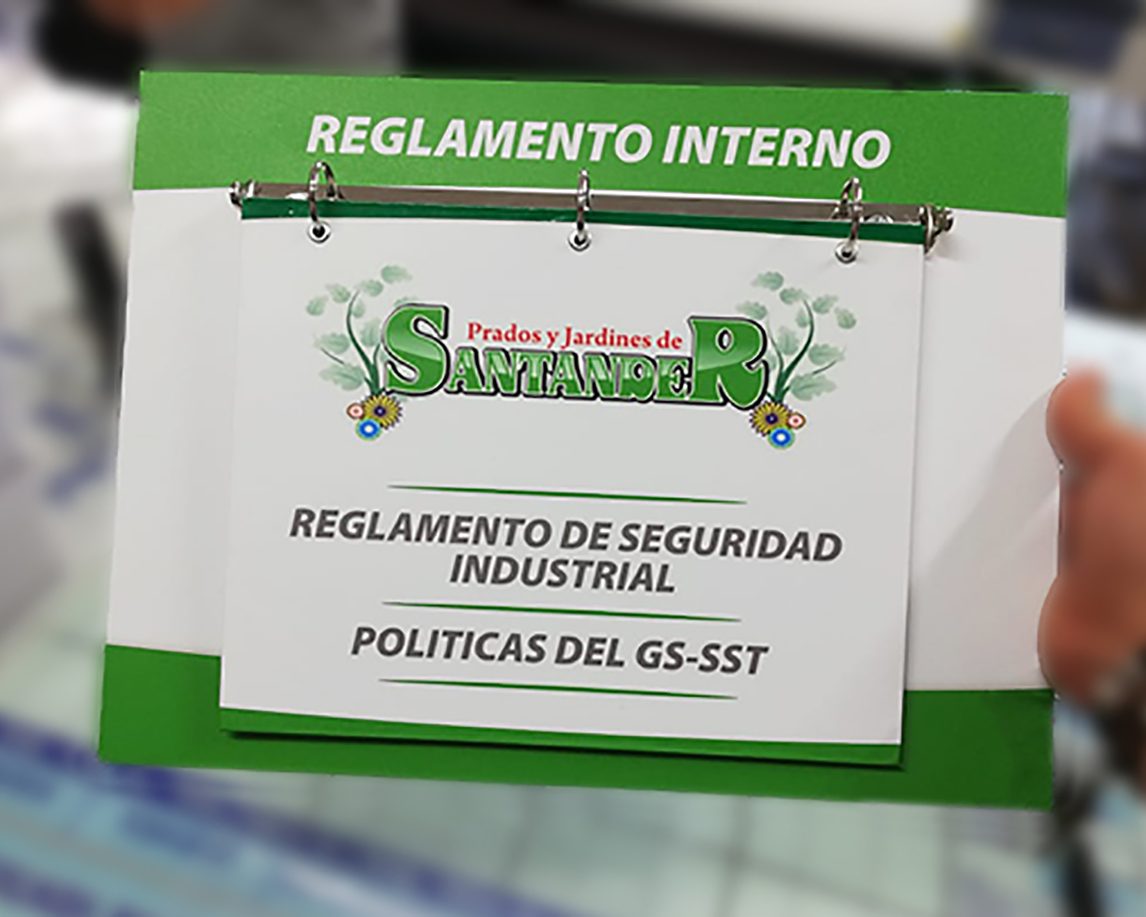 Carpeta corporativa con anillado impresa por Unión Impresores para reglamento interno de una empresa